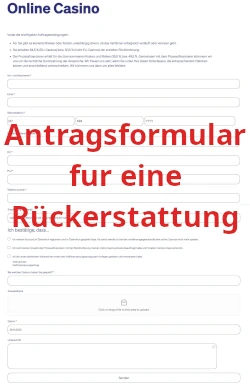 Antragsformular fur eine Rückerstattung